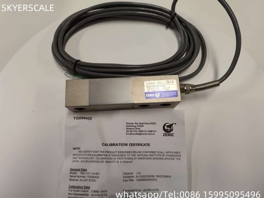 ZEMIC H8C 1 tonne C3 Classe transducteur de cellule de charge de faisceau de cisaillement OIML NETP Capteur de pesée